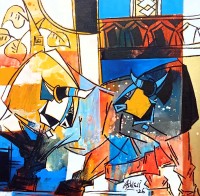 Ashkal, 18 x 18 Inch, Acrylic on Canvas, Figurative Painting, AC-ASH-337
